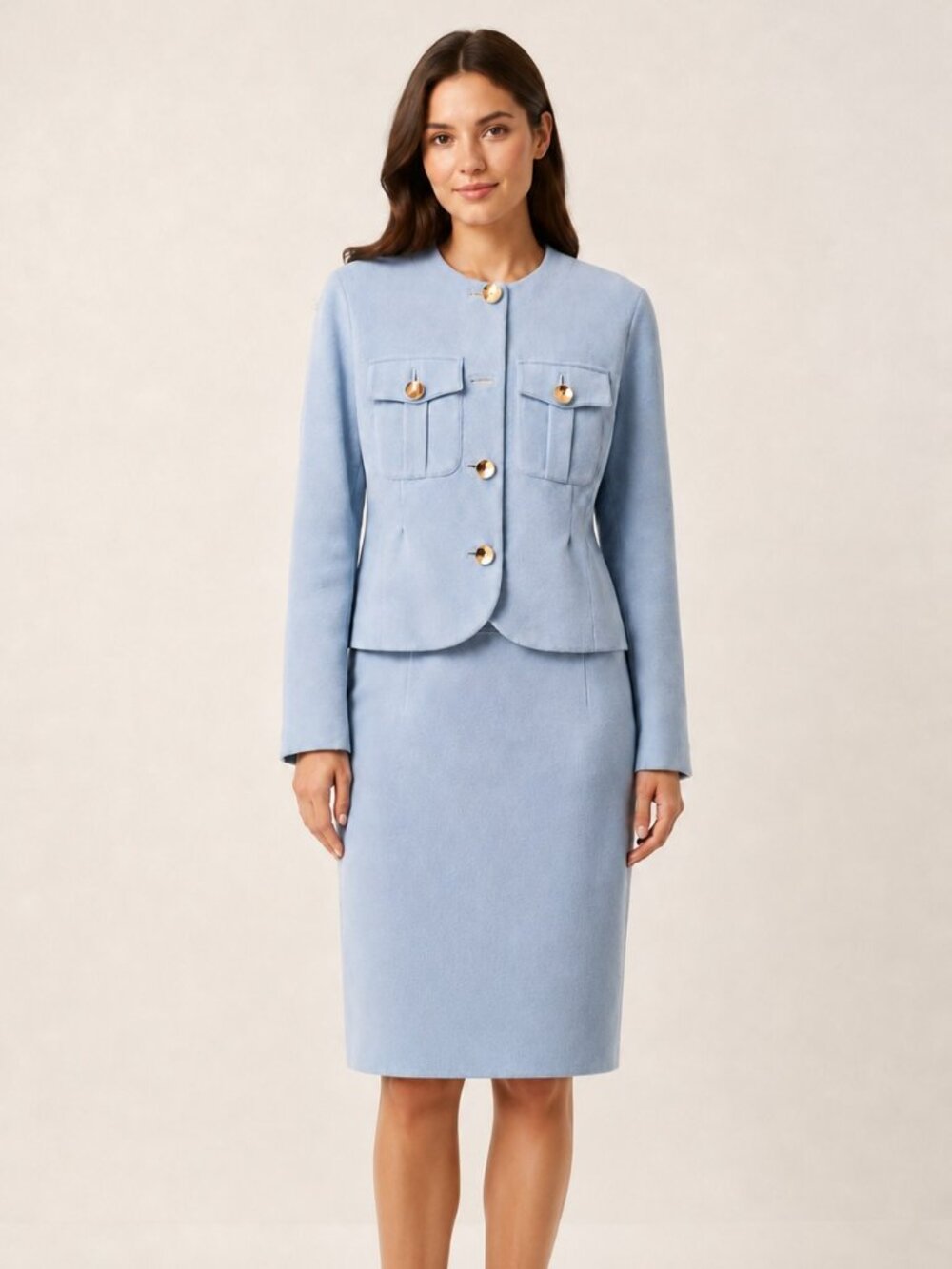 MICHBLU Made in Italy Women’s Light Blue Jacket and Skirt Suit Set